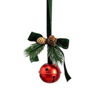 Couronne dorée avec nœud rouge et baies à suspendre pour les vacances (Vert2, 24 x 6 cm)