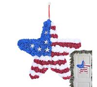 Couronne Du 4 Juillet,Fleurs Artificielles, Décor Saisonnier Commémoratif du 250e Anniversaire,Couronnes Rouge Blanc Bleu Pour Porte D'Entrée | Pour Extérieur Jardin Terrasse Porche Maison Fête Indépe