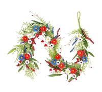 Couronne du 4 Juillet - Guirlande De Fanions Rouge Blanc Bleu 1,49 Mètres Décoration Porte pour Memorial Day fenêtre Porche Jardin intérieur extérieur Maison été célébration