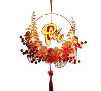 Couronne du Nouvel An lunaire - Couronne décorative de porte du Nouvel An chinois, décoration moderne | Couronne de porte d'entrée lumineuse pour la maison, couronne rouge et dorée pour la maison