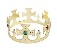 Couronne du roi - Couronne dorée décorée de bijoux bleus, verts et rouges - Accessoire de déguisement pour fête du roi