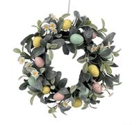 Couronne d'œufs pastel décorative avec pétales de marguerite pour Pâques et décoration d'intérieur festive au printemps