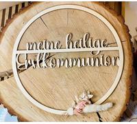 Couronne en bois « Ma sainte première communion » pour la décoration - Dimensions : 25 cm