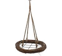 Couronne en bois naturel avec cordelette à suspendre - Ø 38 cm - Couronne décorative à suspendre avec grille métallique pour décoration décorative
