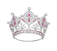 Couronne En Cristal Strass Baroque Vintage Diadèmes De Mariage Accessoires Cheveux Mariée Couronnes Chapeaux Facile à Porter(Red)