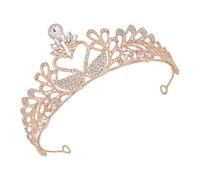 Couronne en Cristaux Cygne en Alliage pour Mariage et Spectacle | Tiare Élégante, Modèle Cygne, Accessoire Photo, Finition Or, pour Mariée et Scène