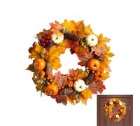 Couronne en Feuilles D'Érable | pour Porte D'Entrée Extérieure Décor Automne | Guirlande pour Intérieur Extérieur Cheminée Fenêtre - Mur Fenêtre Cheminée Ferme Thanksgiving Fête Maison