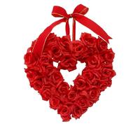 Couronne en forme de coeur | 40 cm Roses artificielles rouges Décorations suspendues avec amour - Décorations pour Saint Guirlandes en cœur, pour porte d'entrée extérieure Patio Maison