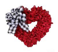 Couronne en forme de cœur - Décoration de porte de Saint-Valentin - Décoration murale de mariage - Tissu rose - Décoration de fête romantique à suspendre - Symbole d'amour rouge moderne minimaliste (A