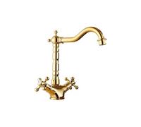 Couronne en laiton antique,Aiorber mitigeur à deux poignées, raccord en céramique anti-goutte, design rétro brossé, boîtier en laiton résistant,