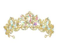 Couronne en or, diadème de reine en strass, bandeau de couronne princesse en alliage galvanoplastie, diadème fête d'anniversaire bal mariage pour femmes, accessoires cheveux, ca..