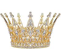 Couronne en strass en cristal, diadème de mariée en strass, couronne ronde en alliage, pour mariée, demoiselle d'honneur, épouse, petite amie, amie (doré) Forme exquise et vêtements parfaits