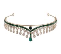 Couronne en Vert, Tiare de Mariage en Acrylique | Alliage de Zinc, Éclat sous Lumière, Style Élégant et Raffiné, pour Chignons et Spectacles