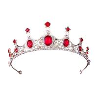 Couronne Et Diadème En Cristal Gothique Noir Baroque Vintage For Mariée, Accessoires For Cheveux For Femmes, Couronnes En Strass pour Diverses Occasions(Gold Red)
