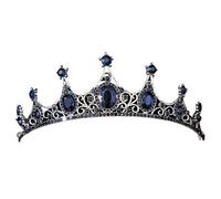 Couronne Et Diadème En Cristal Gothique Noir Baroque Vintage For Mariée, Accessoires For Cheveux For Femmes, Couronnes En Strass pour Diverses Occasions(Black Black)