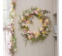 Couronne et Guirlande pré-éclairées de Marguerites Pastel