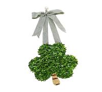 Couronne festive de trèfles pour la Saint-Patrick pour décoration de porte avec nœud en ruban pour améliorer l'esprit de vacances irlandais et les invités de bienvenue Couronne à suspendre sur le