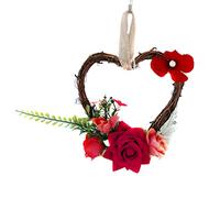 Couronne Fleur Artificielle,iSpchen Couronne de Porte été Couronne Fleurs Décoration Rétroviseur Voiture Couronnes Décoratives Mariage Suspension Murale Fleurs Couronne Artificielles Intérieur