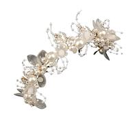 Couronne fleur Cheveux Bandeau de mariée for filles, imitation de perles en cristal, coiffure, couronne de fleurs, guirlande de mariée, cerceau, bandeaux de mariage, bijoux de cheveux(White 1)