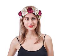 Couronne Fleur Cheveux Bohême Guirlande Mariage Nuptiale Demoiselle Serre-tête Couronne de Fleurs Réglable Bandeau Floral Accessoires Cheveux Garland Coiffe Femme Mariée Voyage Photo
