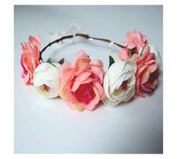 Couronne fleur Cheveux Couronnes de perles, guirlande florale de plage, fausses roses romantiques, couronnes de mariage, bandeau de fleurs(Color-22)