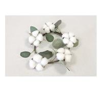 couronne fleurs de coton séchées 22cm blanc - hobi fco0003 Blanc G