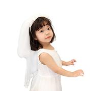 Couronne Fleurs Fille Enfant Voile de Mariée Perle Strass Guirlande Coiffure Accessoires Serre-tête avec Voile Bandeau Garland Dentelle pour Mariage Festival Partie Voyage Communion