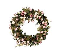 Couronne Fleurs SéChéEs Murale,Couronne De Porte Guirlande de fleurs Rose Guirlande avec élégante meilleure pour la maison de la porte de la maison et la décoration de la fenêtre Décoration de mariage