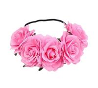 Couronne florale - Boho pink Garland, Couronne de cheveux de mariage | Halo de fleur romantique, tiara de bandeau élégant, accessoire floral vintage, pièce de coiffure nuptiale chic | Partage de photo