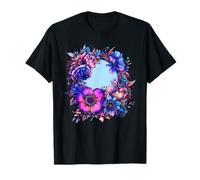 Couronne Florale colorée avec Fleurs Roses, Bleues, Violettes T-Shirt