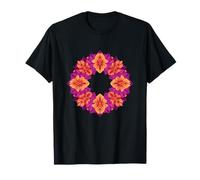 Couronne Florale colorée Mandala Fleurs Oranges Violettes T-Shirt