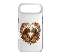 Couronne Florale en Forme de cœur avec Deux Chats Amoureux Coque pour iPhone Air