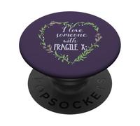 Couronne Florale en Forme de cœur « I Love Someone with Fragile X » PopSockets PopGrip Adhésif