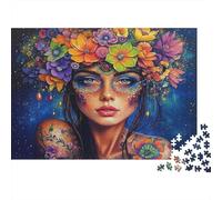 Couronne Florale Femme Puzzle 1000 Pièces avec Clic Parfait,Puzzles De Casse-tête défi De Jeu Éducatif pour Un Passe-Temps pour Adulte,Cadeau Original Adulte 38x26cm/1000pcs