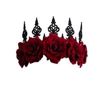 Couronne florale gothique pour mariée,Couronne de fleurs,Couronne de cheveux,Couronne florale avec ruban,Pour femme et fille,Diadème de fleurs, fête d'Halloween, photographie