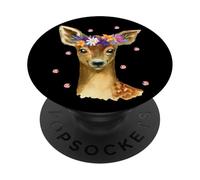 Couronne Florale pour bébé Cerf Mignon Automne Printemps Cerf PopSockets PopGrip Adhésif