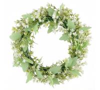 Couronne florale printanière avec feuilles d'eucalyptus - Décoration de porte artificielle pour la maison et le bureau 37 cm