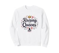 Couronne Florale Raising Queens : Empowering Daughters Sweatshirt, Unisexe pour Adultes, Blanc, S