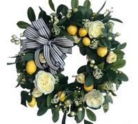 Couronne florale simulée rose jaune et citron pour une décoration d'intérieur sans effort et une joie saisonnière