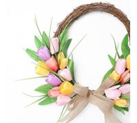 Couronne florale toutes saisons - Polyvalente, cercle de fleurs en tissu, célébration de fenêtre murale intérieure et extérieure | Cadeau Accent Simple Style de maison Minimal Élégant Polyvalent Moder