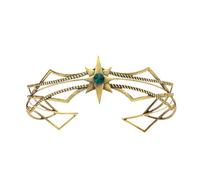 Couronne Gothique En Métal Avec Étoile Et Strass, Diadème, Coiffe D'elfe De Fête Pleines Occasions(4ancient gold green)