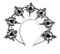 Couronne gothique Lolita Soleil Halo Medusa - Bijou de tête Mary Goddess - Tiare baroque - Couronne noire pour mariage, bal de fin d'année, femme - Fête d'Halloween