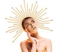 Couronne halo dorée pour femme - Serre-tête étoile de la Vierge Marie - Couronne halo avec picots - Diadème de déesse pour fête costumée