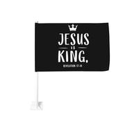Couronne « Jésus est roi » (2) avec pince pour fenêtre, drapeau de voiture, décoration de protection solaire, bannière double face 30 x 45 cm pour camion