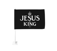 Couronne « Jésus est roi » à fixer sur une vitre de voiture, décoration de protection solaire, bannière double face 30 x 45 cm pour camion
