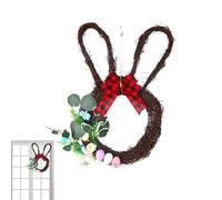 Couronne Lapin de Pâques - Décor de Pâques Artificiel Saisonnier Mignon - Couronne Florale Lapin Œuf pour Décor Extérieur | pour Fenêtre Porche Jardin Intérieur Extérieur Salon Maison de Campagne