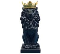 Couronne Lion Statue Le Roi des Bêtes Résine Animal Sculpture Style Nordique Maison Et Étude Décoration Figurine Décorations Meilleur Cadeau pour l'homme (Noir)
