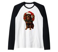 Couronne Lumineuse de Noël Rottweiler Père Noël Chien Manche Raglan
