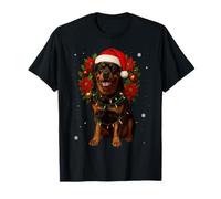 Couronne Lumineuse de Noël Rottweiler Père Noël Chien T-Shirt
