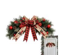 Couronne lumineuse de vacances, guirlande décorative en faux pin, présentoir festif de 24 pouces, accents de pommes de pin et de baies, couronne saisonnière avec guirlandes lumineuses, décoration de c